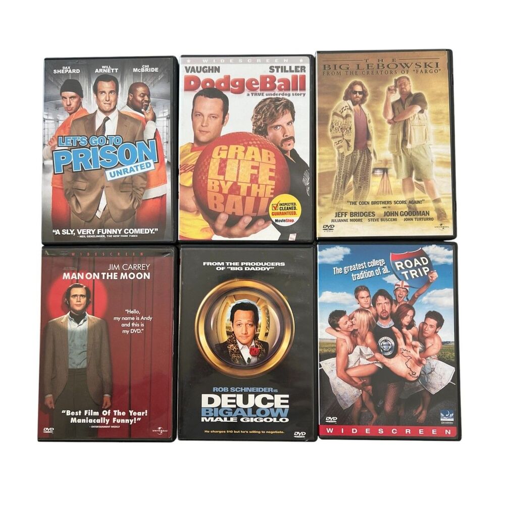 ++ 6 Comedy DVD Movies The Big Lebowski Deuce Bigalow Road Trip Dodgeball ++